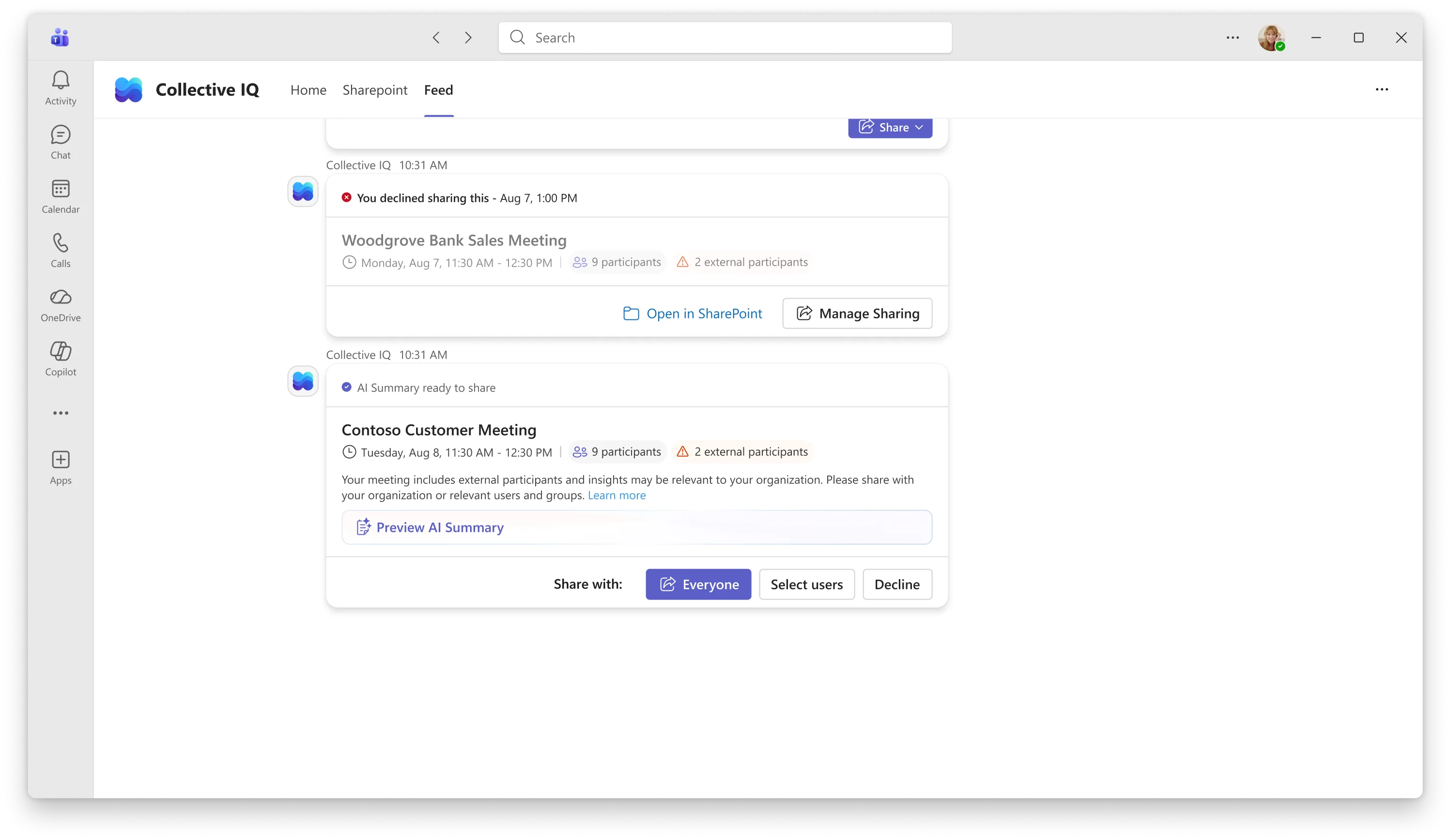 CIQ main card — AI summary waiting for a contributor decision